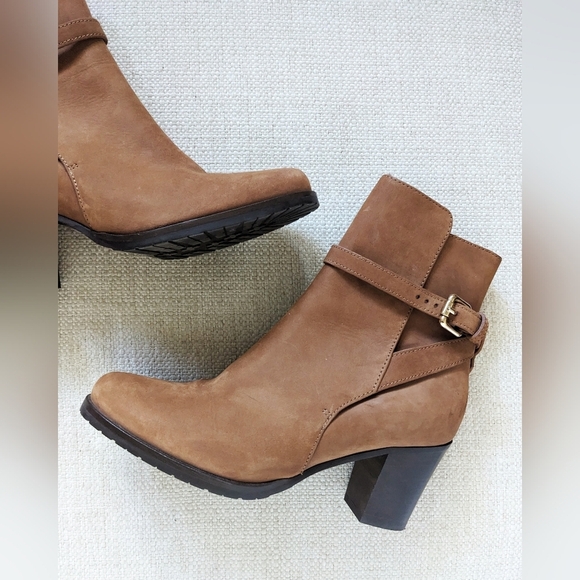 LK Bennett Aleena Booties Suede Leather Harness Ankle Brown Toffee Equestrian 38 - Picture 3 of 9